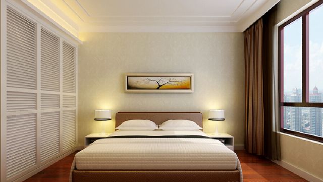 现代家居装修中,床头柜的摆放一般都是成双的,建议安装在床头的两侧.